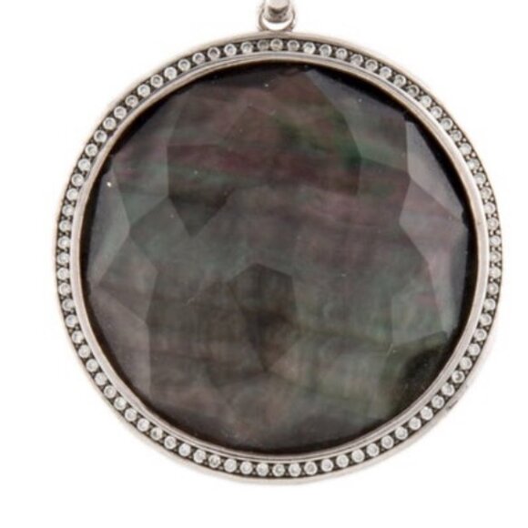 IPPOLITA STERLING SILVER 925 MOP & QUARTZ DOUBLET & DIAMOND PENDANT NECKLACE - Picture 4 of 7